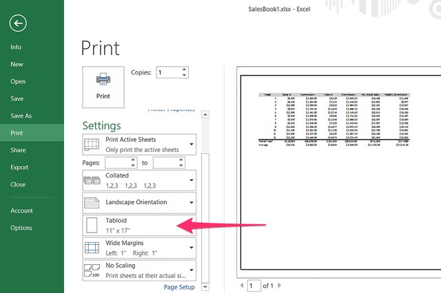 excel change layout to landscape