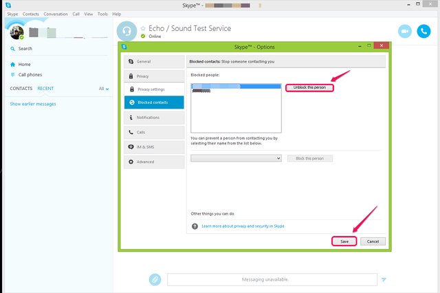 blocked contacts on skype