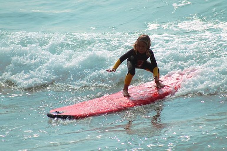A child surfing