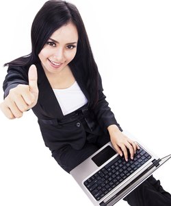 Excited businesswoman
