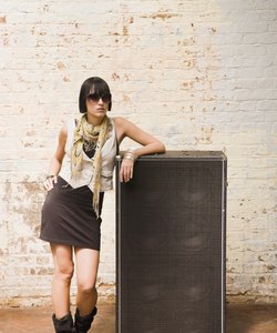 Woman with speaker