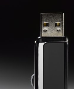 Black USB flash drive, close-up (still life)