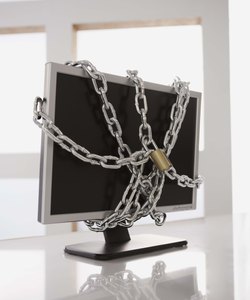 Chains on computer monitor