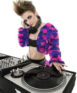 Portrait of punk DJ over white background