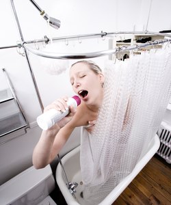 Woman singing in shower