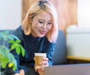 Business woman working in co-working space