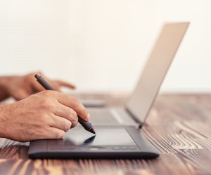 Editing and designing photos on a notebook