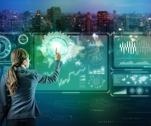 businessperson and futuristic interface. Internet of Things. Smart City.