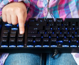 child presses the delete key