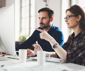 Software engineers working on project