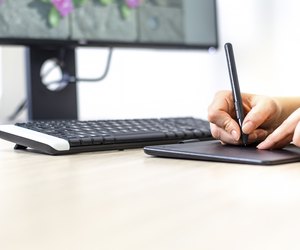 Creating art with graphic tablet.