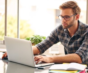 Self employed business person working from home