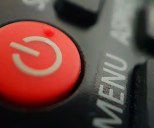 Close-Up Of A Red Standby Button