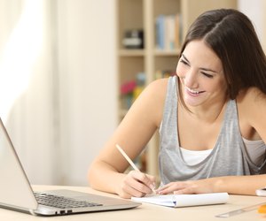 Student learning and taking notes