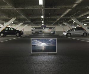 Flat TV placed in Garage