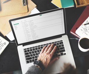 Businessman Working Email Writing Workplace Concept