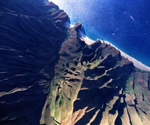 Aerial view of coast, Kauai, Hawaii