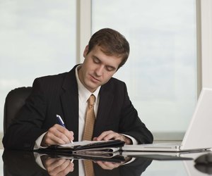 Businessman working at desk