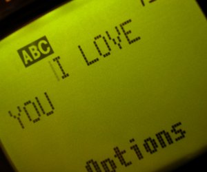 I love you on cell phone screen