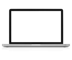 Modern Aluminum Laptop Computer White Screen w/ Clipping Path