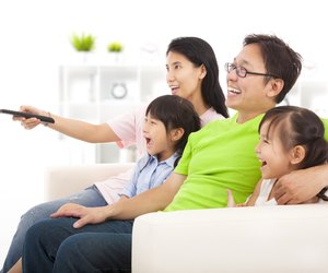 happy Family watching tv