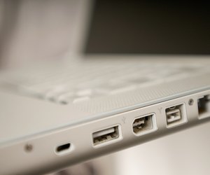 Ports along edge of laptop computer