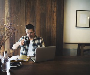 Man Relax Lifestyle Working Coffee Shop Concept