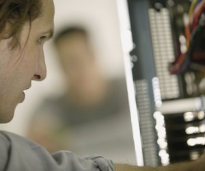 Computer technician concentrating