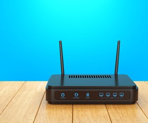 Wi-Fi router on wooden table