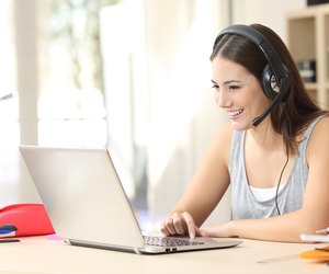 Student talking in a video call