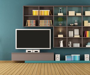 Blue lounge with wall unit - 3D Rendering
