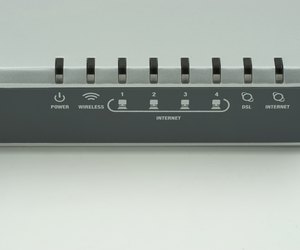 face of router on white background for display