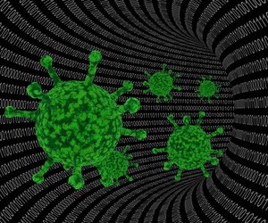 Computer Virus - Binary Code Wire with Green Viruses
