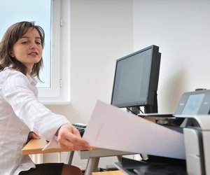 Business person working with printer