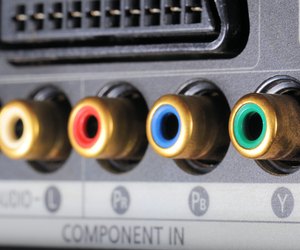 Close-up on digital video recorder on the part connectors.