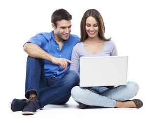 Young couple with laptop computer