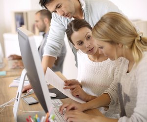 Group of students in business school