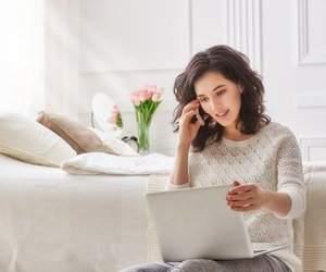woman working on a laptop