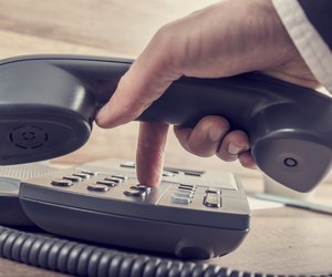 Closeup of businessman making a telephone call