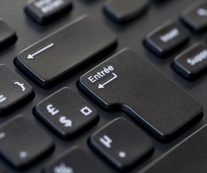 Close up of a black computer french keyboard