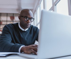 Young businessman working on his laptop