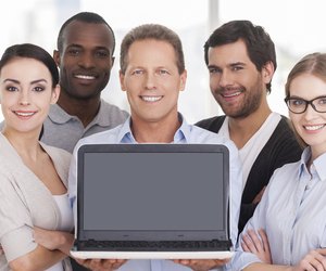 Happy business team.