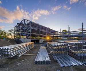 Commercial building construction site