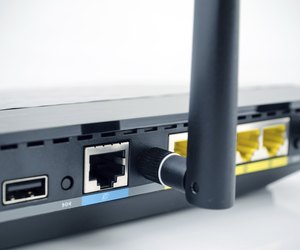 Modern wireless wi-fi router close up