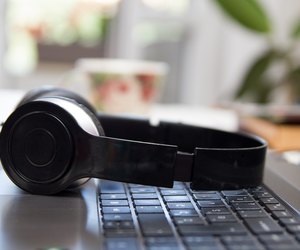 Headphones on laptop