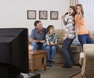 Family playing video games