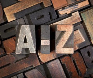 letters A-Z written with antique letterpress type