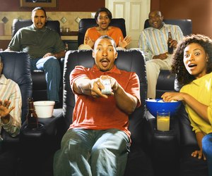People watching movie