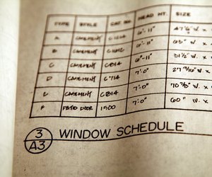 Detail of blueprint with window schedule