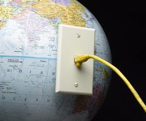 Ethernet cable pluged into globe